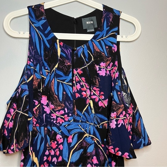 Anthropologie Maeve Elia Blue Floral Cold Shoulder Short Sleeve Midi Dress Sz 8 - Picture 6 of 16